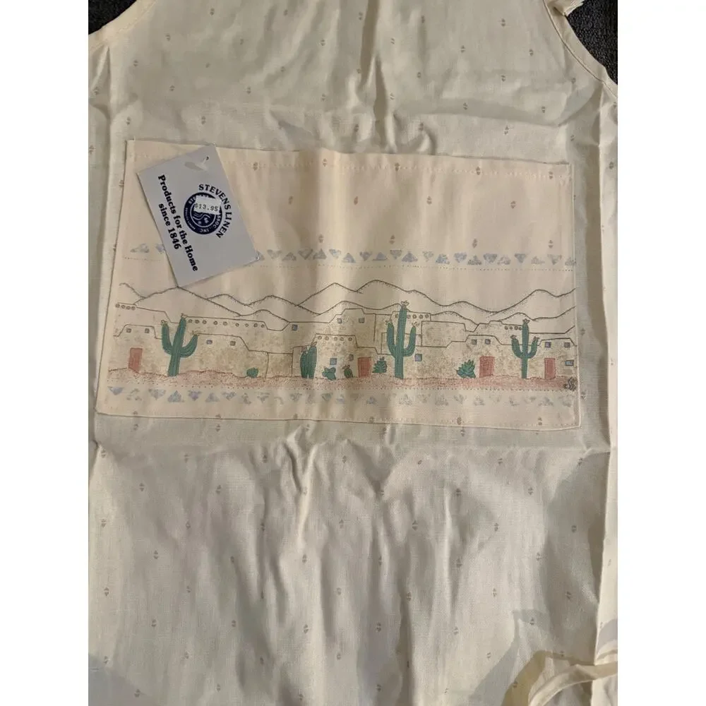 🧺 Stevens Linen Southwestern Cotton Apron w/ Pocket – New w/ Tag 🌵